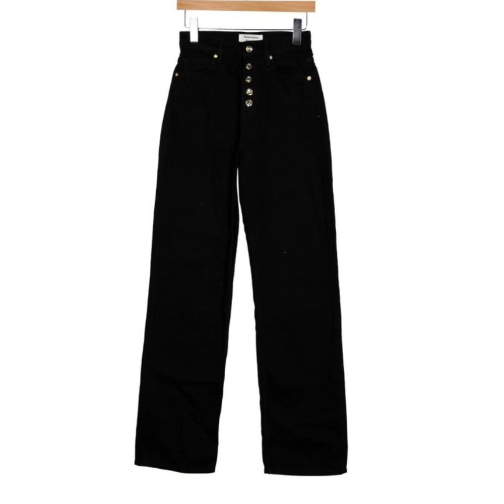 Reformation Wilder Black High-Rise Wide Leg Button-Front Jeans - Picture 2 of 9